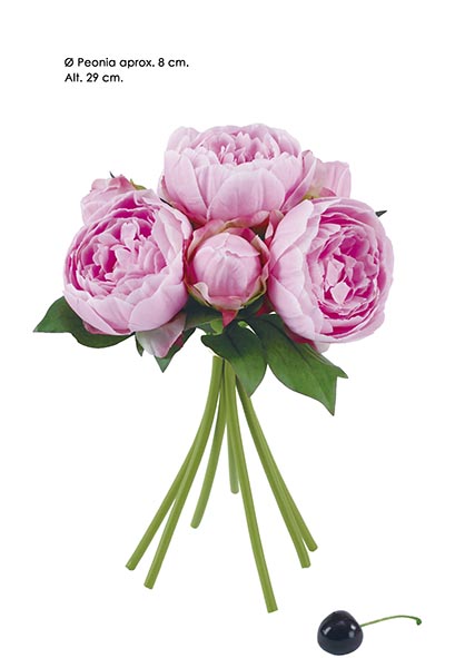BQT. PEONIA x 8. 24 cm. Crema.