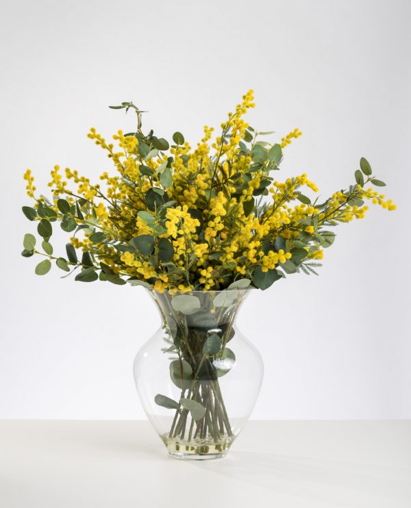 flor artificial de calidad, ramo de mimosas artificiales, ramo de mimosas para el salón, flores para tu salón